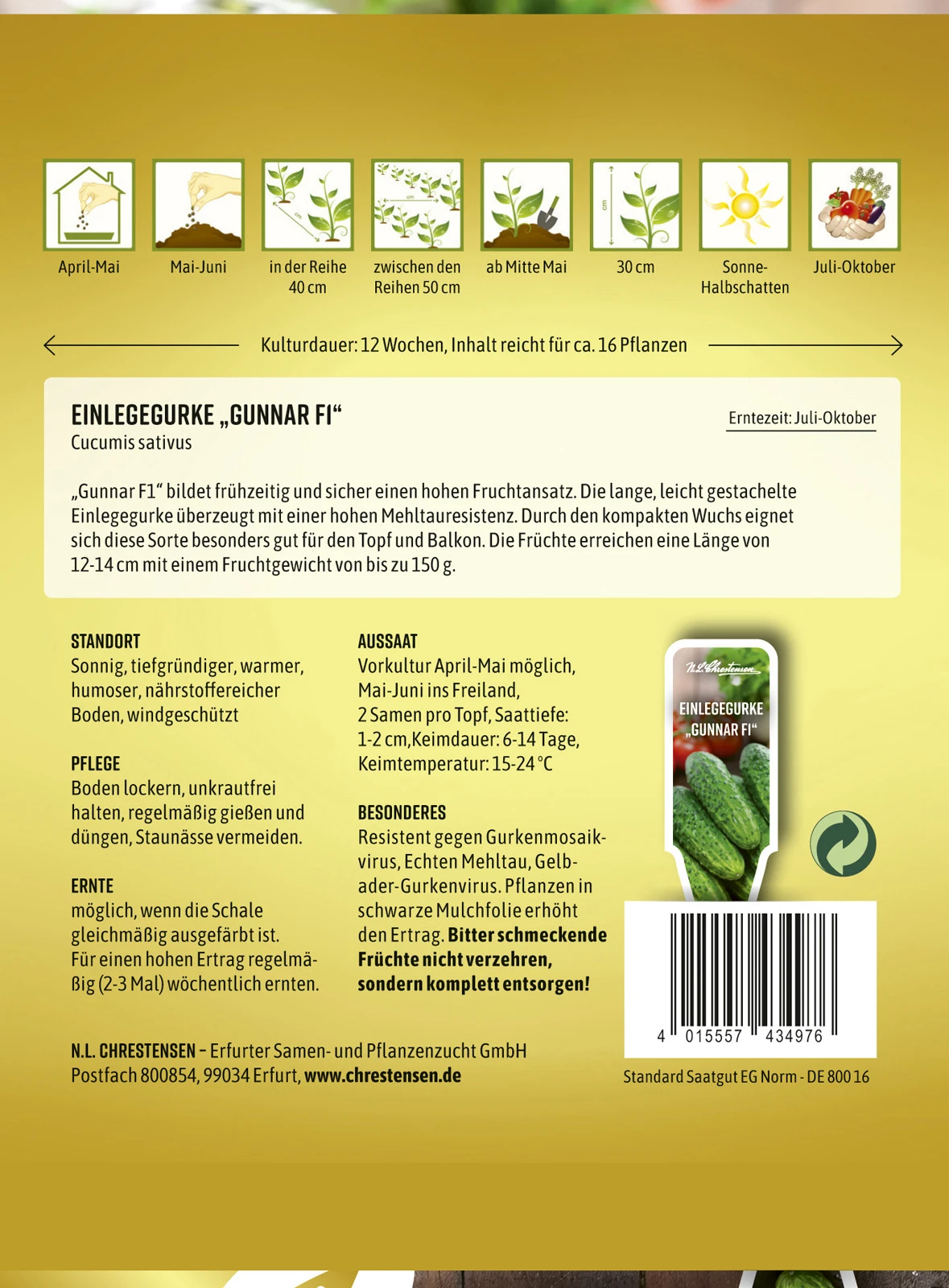 Einlegegurke Gunnar F1 | Einlegegurkensamen Von N.L. Chrestensen 3 Einlegegurke Gunnar F1 | Einlegegurkensamen Von N.L. Chrestensen